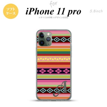iPhone11Pro iPhone11 Pro スマホケース ソフトケース エスニック ボーダー ピンク +アルファベット メンズ レディース nk-i11p-tp1561i