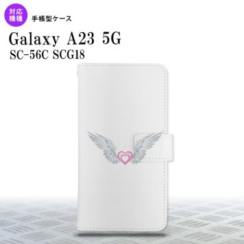 Galaxy A23 GalaxyA23 手帳型スマホケース カバー 白翼 ハート ピンク 2022年 10月発売 nk-004s-a23-dr471