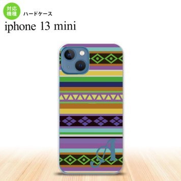 iPhone13mini iPhone13 mini ケース ハードケース エスニック ボーダー 紫 +アルファベット  nk-i13m-1564i