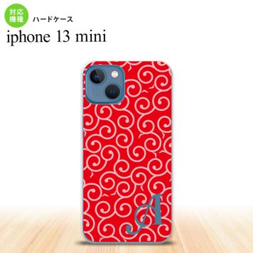 iPhone13mini iPhone13 mini ケース ハードケース 唐草 赤 ピンク +アルファベット  nk-i13m-1132i
