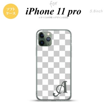 iPhone11Pro iPhone11 Pro スマホケース ソフトケース スクエア 白 グレー +アルファベット メンズ レディース nk-i11p-tp134i