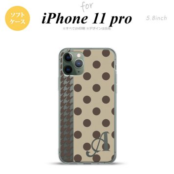 iPhone11Pro iPhone11 Pro スマホケース ソフトケース ドット 千鳥 茶 +アルファベット メンズ レディース nk-i11p-tp1514i