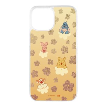 iPhone 15/14/13 / ディズニー / 衝撃吸収 バンパー 動く キラキラ ラメ グリッターケース / プーさんと仲間達_花柄 ※送料無料(ポスト投函)