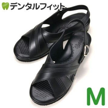 ナースシューズ 黒 M (22.5-23.0cm) 1足 ／ ナースサンダル クロスサンダル 【送料無料】