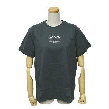 ガニー GANNI トップス Tシャツ カットソー ロゴ ウィメンズ 半袖 トップス T3590-490 レディース ダークグレー 海外正規品