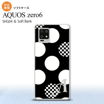 SHG04 SHG04 ZERO6 AQUOS zero6 スマホケース ソフトケース 水玉 A 黒 白 +アルファベット メンズ レディース nk-zero6-tp1111i
