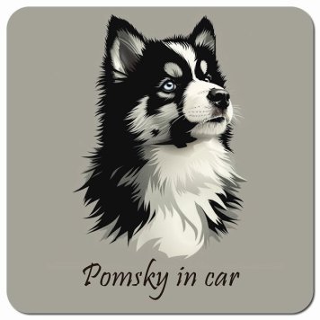 イラスト付 Dog in Car ポンスキー Aタイプ カーサイン 車 マグネットステッカー 犬 マグネット 強力 13x13cm 正方形 おしゃれ かわいい ドラレコステッカー 安全対策 危険運転 煽り運転 アニマル 動物 犬種別 屋外 防水 屋内