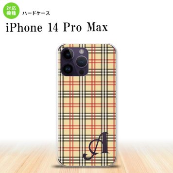 iPhone14 ProMax iPhone14 Pro Max スマホケース 背面ケース ハードケース チェック B ベージュ 赤 +アルファベット 2022年 9月発売 nk-i14pm-446i
