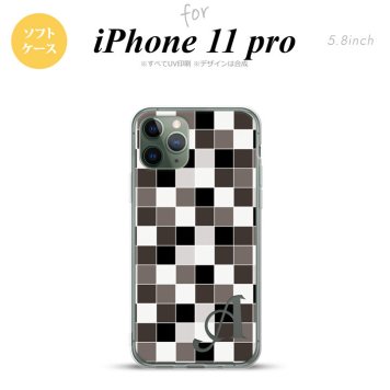 iPhone11Pro iPhone11 Pro スマホケース ソフトケース スクエア モザイク グレー +アルファベット メンズ レディース nk-i11p-tp1016i