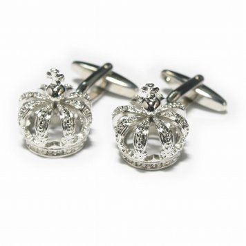 鎌倉カフス工房 クリスタル付シルバークラウンカフスボタン・カフリンクス メンズ  cf1075 結婚式 旦那 プレゼント ギフト 彼氏 父の日 誕生日プレゼント