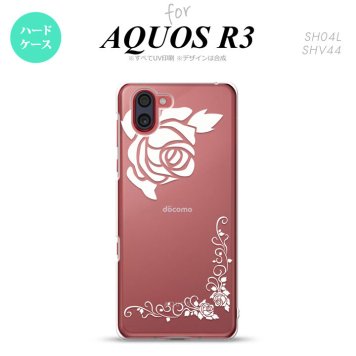 SH-04L SHV44 R3 AQUOS R3 スマホケース カバー バラ A クリア 白 nk-r3-1066