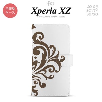 【手帳型 スマホ カバー ケース】【SO01J】【エクスペリア XZ 】手帳型 ケース SO-01J スマホ カバー XPERIA XZ エクスペリア ダマスク柄大B 茶 nk-004s-so01j-dr1036【メール便送料無料】