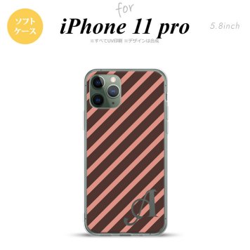 iPhone11Pro iPhone11 Pro スマホケース ソフトケース ストライプ 茶 ピンク +アルファベット メンズ レディース nk-i11p-tp714i