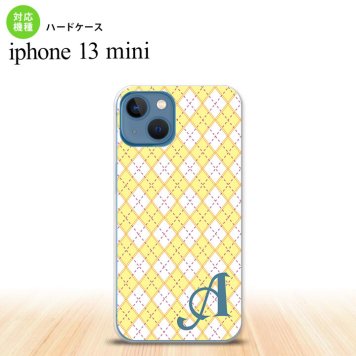 iPhone13mini iPhone13 mini ケース ハードケース アーガイル 黄 紫 +アルファベット  nk-i13m-1405i