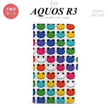 SH-04L/SHV44 AQUOS R3 手帳型スマホケース カバー カエル かえる 透明  nk-004s-r3-dr166