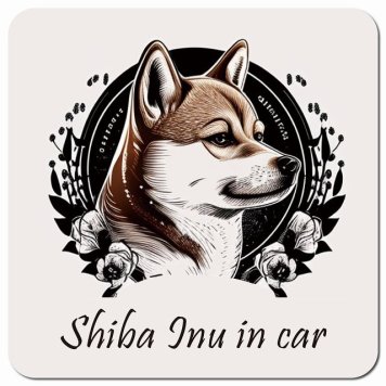 イラスト付 Dog in Car 柴犬 Aタイプ カーサイン 車 マグネットステッカー 犬 マグネット 強力 13x13cm 正方形 おしゃれ かわいい ドラレコステッカー 安全対策 危険運転 煽り運転 アニマル 動物 犬種別 屋外 防水 屋内
