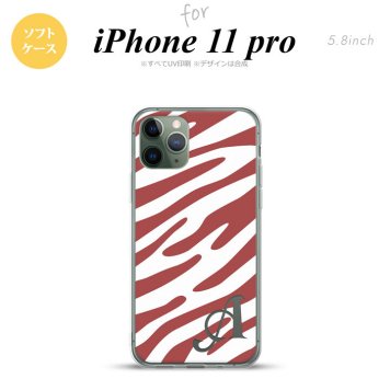 iPhone11Pro iPhone11 Pro スマホケース ソフトケース ゼブラ 赤茶 白 +アルファベット メンズ レディース nk-i11p-tp123i