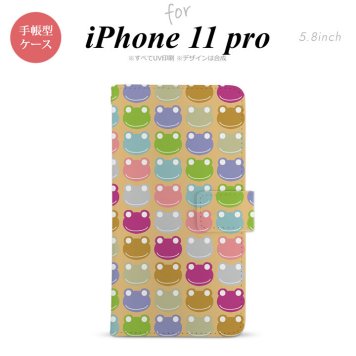 iPhone11Pro iPhone11 Pro 手帳型スマホケース カバー カエル かえる ベージュ  nk-004s-i11p-dr164