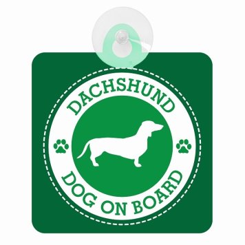 セーフティサイン DOG ON BOARD DACHSHUND ダックスフンド グリーン 安全運転 車内用 吸盤タイプ 煽り運転対策 収れん火災防止タイプ 安全対策 カーサイン 吸盤 肉球マーク