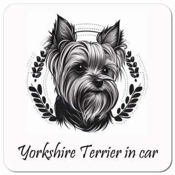 イラスト付 Dog in Car ヨークシャーテリア Bタイプ カーサイン 車 マグネットステッカー 犬 マグネット 強力 13x13cm 正方形 おしゃれ かわいい ドラレコステッカー 安全対策 危険運転 煽り運転 アニマル 動物 犬種別 屋外 防水 屋内