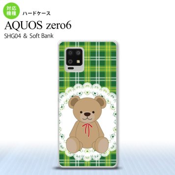 SHG04 SHG04 ZERO6 AQUOS zero6 スマホケース ハードケース くま チェック レース 緑 メンズ レディース nk-zero6-757