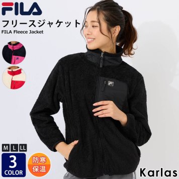 FILA フリースジャケット レディース ブランド 秋 冬 ジャンパー スタジャン ブルゾン ハイネック 防風 保温 防寒 冷え対策 アウター 上着 保温 防寒 M L LL 大きいサイズ 敬老の日 プレゼント ギフト