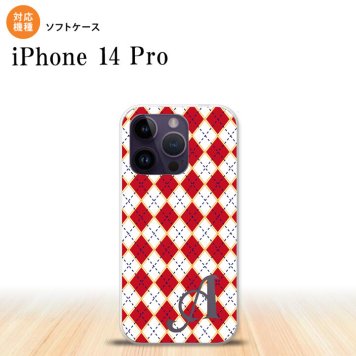 iPhone14 Pro iPhone14 Pro スマホケース 背面ケースソフトケース アーガイル 赤 青 +アルファベット 2022年 9月発売 nk-i14p-tp1403i