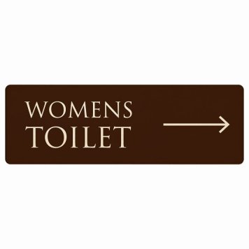 トイレ プレート 木製 WOMENS 文字タイプ ブラウン ナチュラル 右 矢印 長方形 27x9cm方向案内 進路ドア サインプレート ピクトサイン トイレマーク表示 案内 注意 施設 御手洗 TOILET おしゃれ シンプル 安全対策
