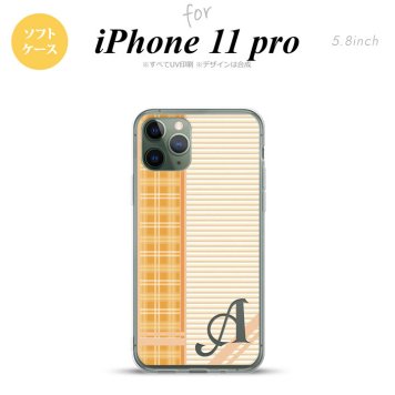 iPhone11Pro iPhone11 Pro スマホケース ソフトケース チェック ボーダー オレンジ +アルファベット メンズ レディース nk-i11p-tp1602i