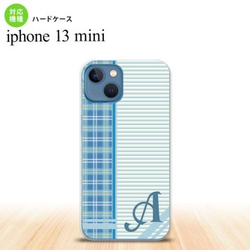 iPhone13mini iPhone13 mini ケース ハードケース チェック ボーダー 青 +アルファベット  nk-i13m-1604i