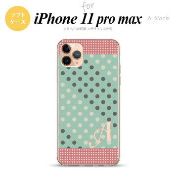 iPhone11ProMax iPhone11pro max スマホケース ソフトケース ドット 水玉 C ミント ピンク +アルファベット メンズ レディース nk-i11pm-tp1651i
