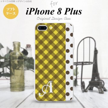 【iPhone8Plus】【スマホケース/スマホカバー】【アイフォン8プラス】iPhone8Plus スマホケース ケース アイフォン8プラス イニシャル チェック･ドット 黄 nk-ip8p-tp1522ini【メール便送料無料】