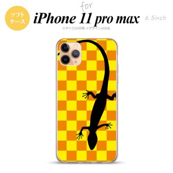 iPhone11ProMax iPhone11pro max スマホケース ソフトケース トカゲ 市松 黄 メンズ レディース nk-i11pm-tp861