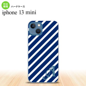iPhone13mini iPhone13 mini ケース ハードケース ストライプ 青 白 +アルファベット  nk-i13m-716i