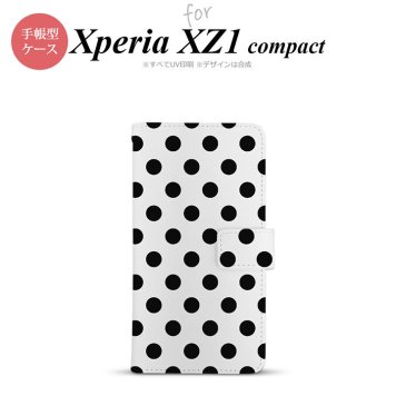 【手帳型 スマホ カバー ケース】【SO02K】【エクスペリア XZ1】手帳型 ケース SO-02K スマホ カバー Xperia XZ1 Compact エクスペリア ドット・水玉 白×黒 nk-004s-so02k-dr101【メール便送料無料】