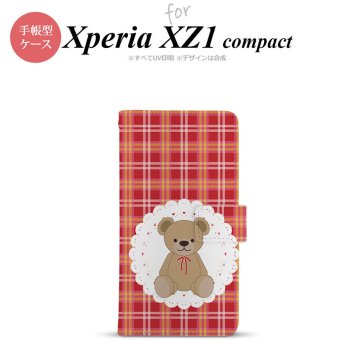 【手帳型 スマホ カバー ケース】【SO02K】【エクスペリア XZ1】手帳型 ケース SO-02K スマホ カバー Xperia XZ1 Compact エクスペリア くま(B) 赤 nk-004s-so02k-dr755【メール便送料無料】