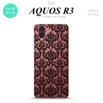 SH-04L SHV44 R3 AQUOS R3 スマホケース カバー ダマスク B クリア 黒 nk-r3-1026