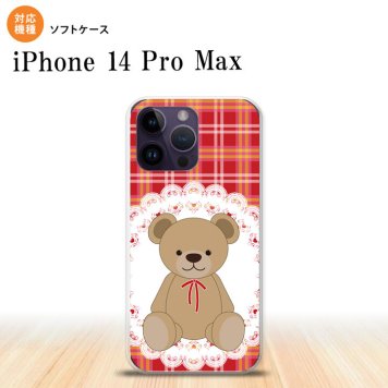 iPhone14 ProMax iPhone14 Pro Max スマホケース 背面ケースソフトケース くま チェック レース 赤 2022年 9月発売 nk-i14pm-tp755