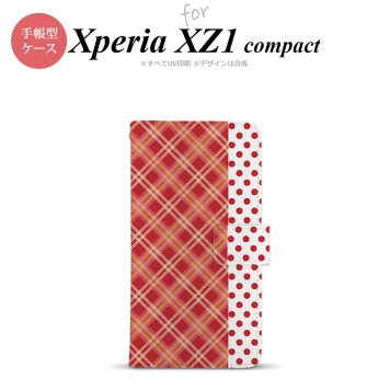 【手帳型 スマホ カバー ケース】【SO02K】【エクスペリア XZ1】手帳型 ケース SO-02K スマホ カバー Xperia XZ1 Compact エクスペリア タータン・ドット 赤 nk-004s-so02k-dr1531【メール便送料無料】