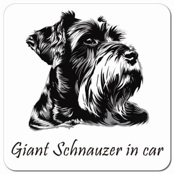 イラスト付 Dog in Car ジャイアントシュナウザー Aタイプ カーサイン 車 マグネットステッカー 犬 マグネット 強力 13x13cm 正方形 おしゃれ かわいい ドラレコステッカー 安全対策 危険運転 煽り運転 アニマル 動物 犬種別 屋外 防水 屋内