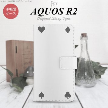 SH-03K/SHV42/706SH AQUOS R2 手帳型スマホケース カバー トランプ 四隅 グレー  nk-004s-r2-dr521