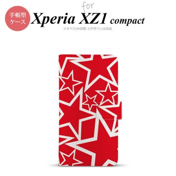【手帳型 スマホ カバー ケース】【SO02K】【エクスペリア XZ1】手帳型 ケース SO-02K スマホ カバー Xperia XZ1 Compact エクスペリア 星 赤×白 nk-004s-so02k-dr1120【メール便送料無料】