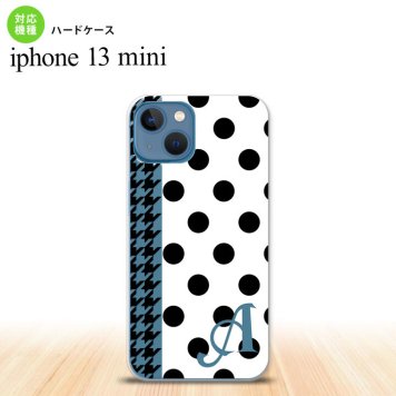 iPhone13mini iPhone13 mini ケース ハードケース ドット 千鳥 黒 +アルファベット  nk-i13m-1515i