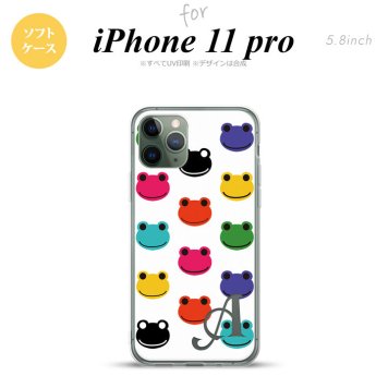 iPhone11Pro iPhone11 Pro スマホケース ソフトケース カエル かえる A 白 +アルファベット メンズ レディース nk-i11p-tp162i