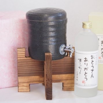 国産美濃焼 天正黒釉焼酎サーバー1200cc木代付セット(13.5×15.5cm 1.6キロ)3