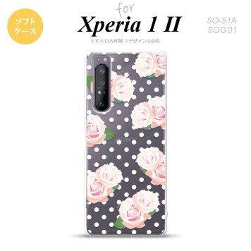 Xperia 1 II 5G スマホケース 背面カバー ストラップホール有り ソフトケース バラ ドット クリア ストラップホール おしゃれ かわいい かっこいい メンズ レディース nk-xp12-tp785