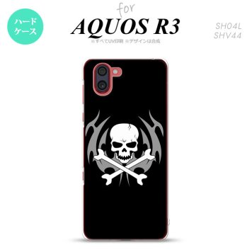 SH-04L SHV44 R3 AQUOS R3 スマホケース カバー ドクロ 黒 nk-r3-513