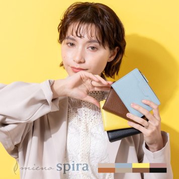 ミニ財布 レディース 本革 薄い 二つ折り財布 ブランド 【ネコポスで送料無料】 mieno spira カードたくさん コンパクト財布 ミニウォレット 定期入れ 小さい 牛革 レザー 上品 スリム 小さい財布 ギフト プレゼント 5F (07000496r)