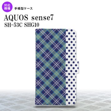 sense7 sense7 手帳型スマホケース カバー タータン ドット 青 2022年 11月発売 nk-004s-sens7-dr1534