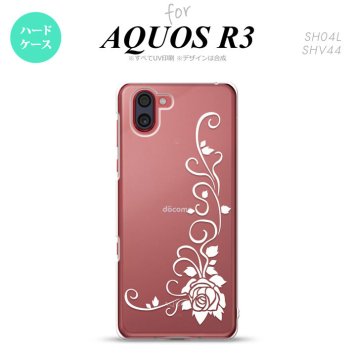 SH-04L SHV44 R3 AQUOS R3 スマホケース カバー バラ B クリア 白 nk-r3-1070